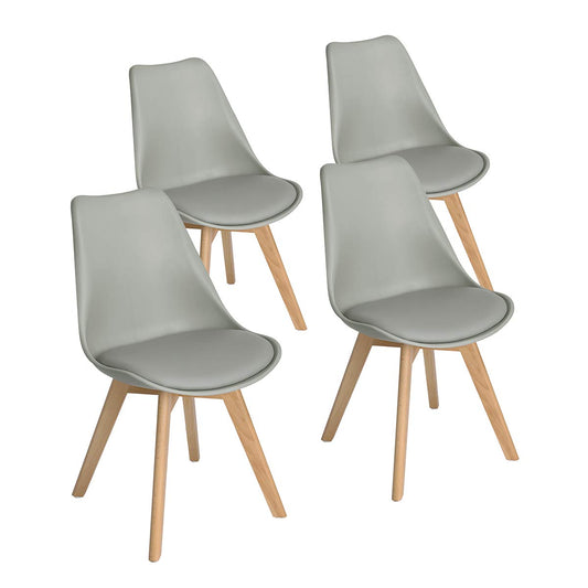 EGGREE Retro Stühle 4er Set, Gepolstert Grau