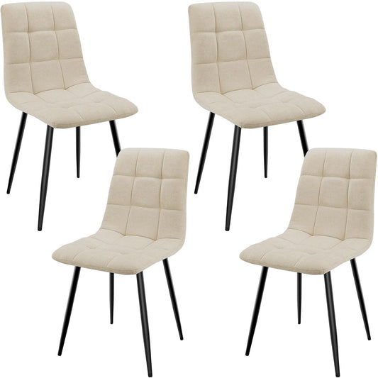 JIJIAN Küchenstühle 4er Set, Gepolsterte Stühle Beige